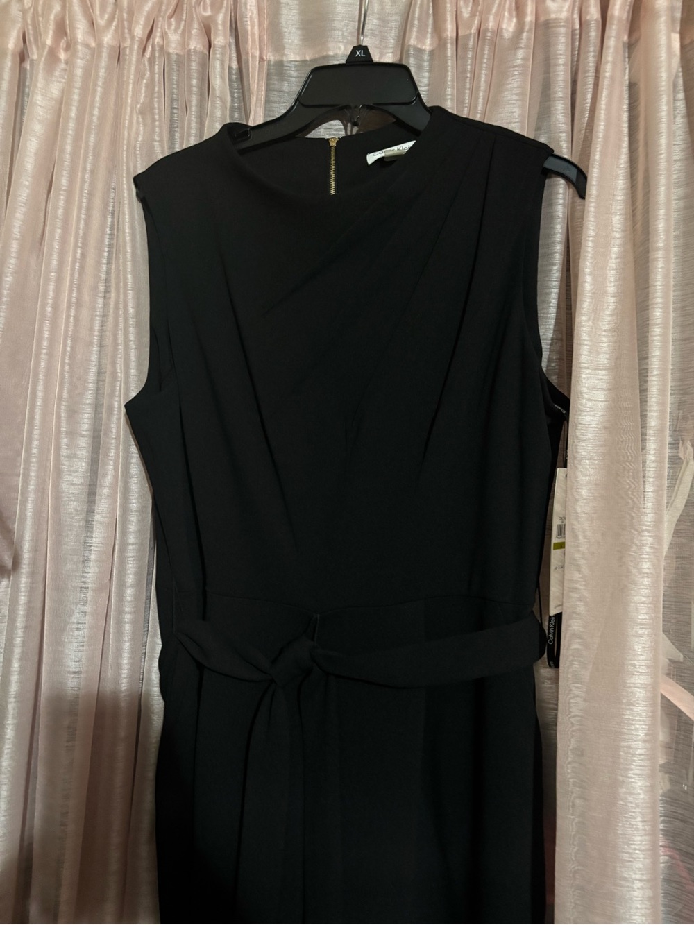 Retail $134 Calvin Klein Black Sleeveless Jump Suit with Waist Tie